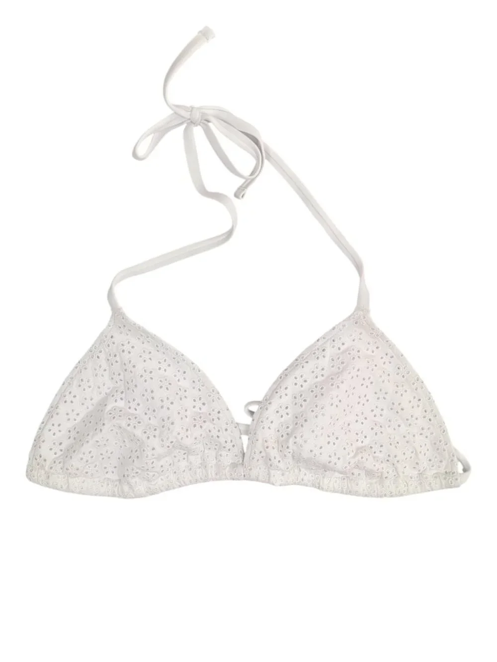 Pink By Frankie's Bikinis White Eyelet Bikini Set Thong Triangle Top Size XL